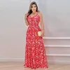 Robes décontractées basiques WildPinky Long Summer Beach Dress Femmes Floral Print Boho Split Tie Up VNeck Taille Haute Party Vestidos Robe Femme 230619