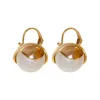 Ohrstecker TIOWIOS 2023 Mittelalterliches europäisches Metall Einfache Knospe Perle Ohrring Licht Luxus Stil Hohes Temperament Schmuck für Frauen