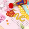 Party Decoration 3 PCS Hats Babies First Birthday Decorations Girl Baby 250x17x21cm Banner Cake Flag