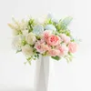 Fleurs séchées artificielles Rose pivoine en soie, Bouquet de mariée de haute qualité, décoration de mariage, fausse plante pour accessoires de maison, artisanat de noël