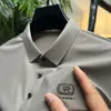 Mäns T-skjortor Sommaris Silk Seamless Breattable T-shirt Men's Short Sleeve Lapel High-end utsökt broderi Fashion Casual Polo