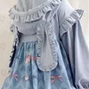 Vestidos Casuais 2023 Outono Estilo Japonês Menina Kawaii Vestido Sweet Lolita Bonito Orelhas de Laço Gótico Loli Cosplay Robe Oversize Anos 90