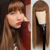 Nxy Cheveux Perruques Rose Brun Gris Longue Ligne Droite Avec Une Frange Résistant À La Chaleur Synthétique Ombre Couleur Deux Tons Cosplay Pour Les Femmes 230619