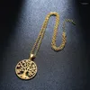 Pendant Necklaces Style CZ Zircon Necklace Tree Of Life Gold Plated Lady Sweater Chain Crystal Long & Pendants Party Jewelry