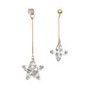 Kolczyki Dangle Elegancka bling sześcienna mankiet uszy zwisający złoty kolor kryształowy kolczyk dla kobiet biżuteria 2023