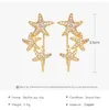 Pendientes de aro Clip de estrella de mar dorada sin agujeros en diseñador CZ Crystal Star Ear Clips Fake Drilling Ladies Luxury Summer Jewelry