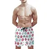 Men's Shorts Retro Christmas Ornaments-Red And Aqua Men's Beach Swim Trunks With Pockets Mesh Lining Surfing Holiday