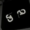 Boucles d'oreilles en forme de lettre de diamant scintillant or argent femmes boucle d'oreille de lettre de mode pour la fête de cadeau