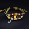 Bracelets porte-bonheur personnalité pierre naturelle bois Vintage fait à la main coloré trois couches bracelet bohême Bijoux Pulseras Hombre