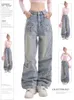 Pantaloncini da donna HOUZHOU Y2K anni '90 Streetwear Star Jean Vintage Distressed Blue Baggy Denim Pants Pantaloni americani stile coreano 230619