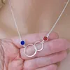 Chaînes Simple élégant Double cercle clavicule chaîne collier pour femmes personnalité bleu/Orange CZ accessoires de mode bijoux