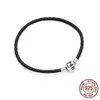 925 Sterling Silver Classic Circular Bucket Leather Leather Bracelet Is Suitable for Primitive Pandora Bracelet Charm Pearl DIY Gift Free Delivery