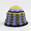 Berets 2023 Autumn Winter Korean Retro Japanese Hand-knitted Fisherman's Cap Spelling Colour Tide Bucket Hat Warm Bob Caps