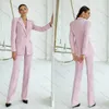 2 pezzi abiti da donna rosa di lusso giacca e pantaloni da lavoro tailleur pantalone per feste di matrimonio su misura