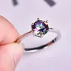 Klusterringar Dainty Charm Silver Color Rainbow Crystal Stone For Women CZ Oval Round Heart Fjäril Galax Party Syckel