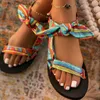 Sandálias Novas Sandálias Femininas Cor Plana Casual Lace Up Laço Sapatos para Senhoras Moda Verão 2021 Outdoor Leopard Calçado de Praia Tamanho Grande 43 T230619