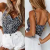 Kadın Tankları 2023 Tasarımcı Kadınlar Leopar Baskı Satin Cami Strappy Camisole Kırpılmış Vintage Üst Gömlek Sırtsız Kadın Seksi Tops Yelek