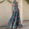 Grundläggande casual klänningar Wildpinky Summer Floral Print Dress Women Sexig elegant halter Maxi Kvinnlig strandband SASHES ALINE CHIC 230619