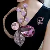 Broches mode grande feuille pour femmes 2023 Vintage Original violet cristal fleur broche broches plante bijoux en gros