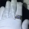 Anillos de racimo, anillo de corte Vintage para mujer, anillo de plata de ley 925 con corte de princesa Cz, banda de compromiso para boda para mujer, joyería para el dedo