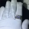 Cluster Rings Vintage Feminino Tribunal Anel 925 Prata Esterlina Corte Princesa Cz Noivado Aliança de Casamento Para Mulheres Jóias de Dedo