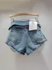 Short femme DEAT tendance trou irrégulier Patchwork jean court taille haute manchette mince jambe large 2023 été 11XX2448 230619