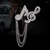 Brosches Starbeauty Musical Note Rhinestone Brosch Pin For Women Men Tassel Chain Broches Scarf Buckle Wedding Accessory