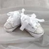 Chaussures de sport Dollbling Pearls Diamond Girly Toddle Sneakers Sparkle Beautiful Baby Girl Crib Handmade Design God Daugther Bithday Gift