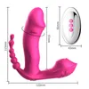 3 in 1 Sucking Vibrator Heating Wearable Dildo Anal Vagina Clitoris Stimulator Sex Toys for Women G-spot
