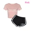 Women's Tracksuits Women Custom Logo Solid Sporting Casual Two Piece Set Short Sleeve Tee Breathable Top Shorts Suit Tracksuit Outfits