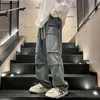 Men's Jeans Streetwear Hip Hop Low Rise For Men Korean Y2k Fashion Trousers Cross Denim Pants Black Grey Blue Baggy Jeans Male Cargo Pants 230619