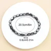Bracelets à maillons perles hexagonales noires Bracelet fait main pierre d'hématite naturelle neutre bijoux de mode d'été pour vêtements de fête
