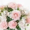 Flores secas artificiais primavera seda hortênsia rosas buquê de noiva casamento decorações de natal para casa jardim decoração do quarto