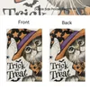 1pc Halloween Cat Witch Hat Garden Flag, Trick Or Treat Double Sided Printing Outside Decor Garden Flag,Garden Lawn Flags Burlap Vertical Yard Decorations