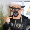 Party Masks Furry Bull Mask Rave Cosplay Latex Mascara Hood Halloween Accessories Horror Animal Full Head Cover Scary Cow Costume For Men 230617