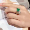 Solitaire Ring Luxury Emerald Green Agate Zircon Leopard ringer Animal Panther med stenjusterbar storlek för kvinnor Copper Party Jewelry 230619