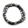 Link bransoletki czarne sześciokątne koraliki ręcznie robione bransoletka neutralna naturalna hematytowa kamienna biżuteria moda do noszenia imprezowego