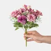 Torkade blommor konstgjorda siden Peony Bouquet Fork Head 4 Hortensia till julbröllop Heminredning Alla hjärtans dag Party Supplies