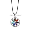 Pendant Necklaces Seven Chakra Men And Women Gemstone Amethyst Rose Crystal Yoga Treatment Healing Jewelry Drop Delivery Pendants Dhffa