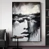 Pittura a olio fatta a mano di alta qualità Nero Bianco Arte astratta Figura Decorazione della parete Poster Modern Luxury Home Estetica Grande murale L230620