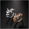 Wedding Rings Stylish Leaf Finger Ring For Women Dazzling Zirconia Jewelry Gift Delicate Design Fresh Style Accessories Daily Drop De Dhsah