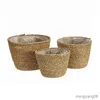 Planters POTS STRAW Weaving Flower Plant Pott Basket Grass Planter Basket Inomhus Utomhusblomma Täckbehållare för planterbar dekoration R230620