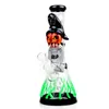 10 inch 3D HandPainting lichtgevende items Waterpijp Dab rig Rook waterpijp glas Pijpen koele bongs Olie rigs recycler bong 14,4 mm kom Halloween Pompoen