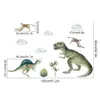 Väggklistermärken Jurassic Raptor Tyrannosaurus Dinosaur Kids Sticker Watercolor Peel and Stick Decals Boy Room Interior Home Decor 230619