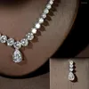 Necklace Earrings Set HIBRIDE Fashion Cubic Zirconia Water Drop Pendant And Bridal Wedding For Brides Party Gift N-1458