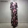 Familjsmatchande kläder Mother Daughter Clothes Elegant Black Ethnic Floral Maxi Dress Middle East Muslim Parentchild Eid 230619