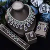 Collier Boucles d'oreilles Fashion Big Luxury Luxury Green and Purple Color Fomen Women Wedding Cumbic Zircon African Dubai Bijoux Bijoux N-533 Africain Dubaï