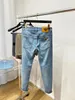 디자이너 New Men 's Stretch Jeans Light Blue 스트레치 브랜드 럭셔리 바지 청바지 트렌드 브랜드 오토바이 바지 캐주얼 바지