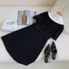 Basic & Casual Dresses Designer 2023 Summer New Academy Style Elegant Celebrity Wrapped Waist Version Contrast Large Polo Neck Dress for Women QK65