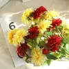 Dried Flowers Heads Dahlias DIY Silk Daisy Artificial Chrysanthemum Fall Vivid Fake Flower and Leaf Wedding Party Garden Decoration